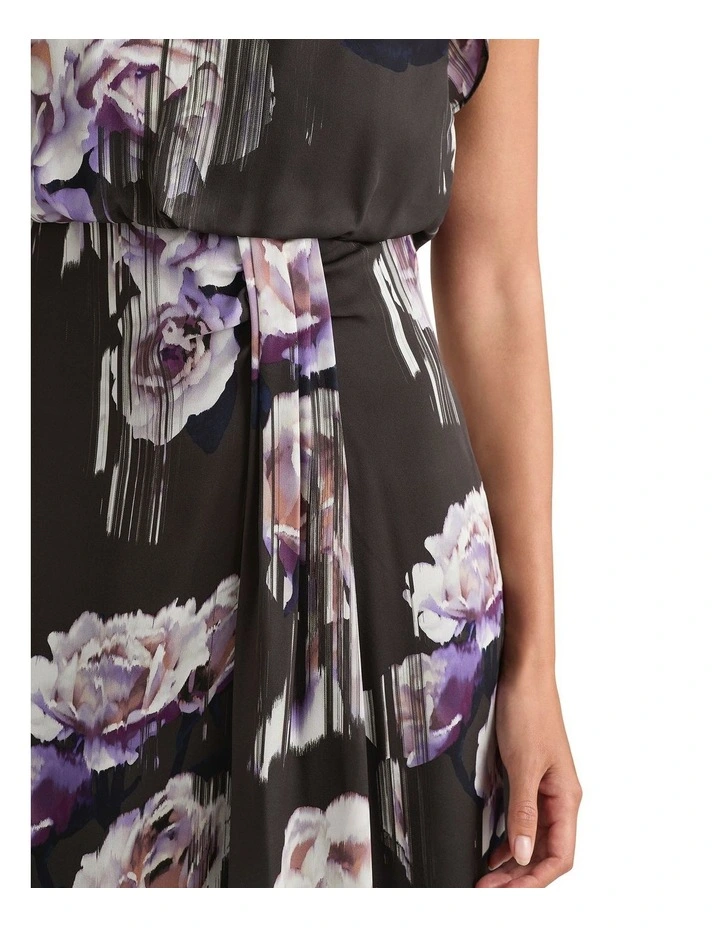 Bloom Silk Dress in Charcoal Multi image 4