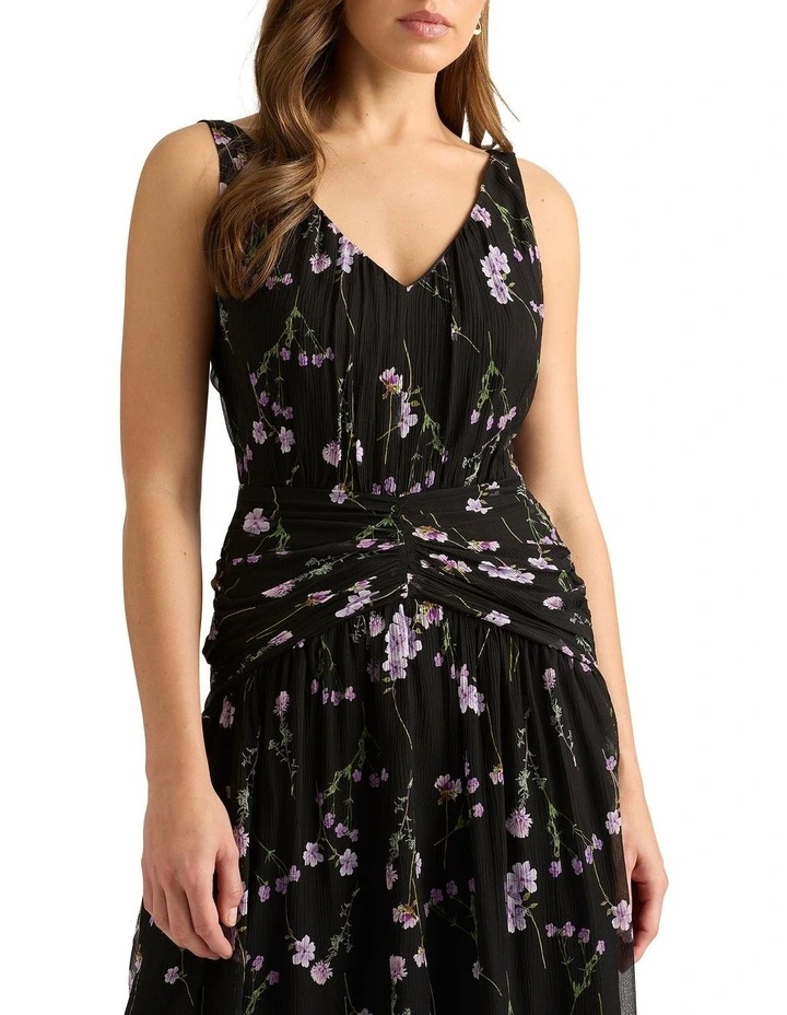 Gretel Silk Maxi Dress in Black Multi image 3
