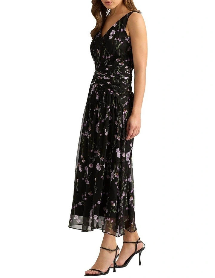 Gretel Silk Maxi Dress in Black Multi image 4