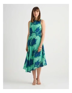Cara Silk Dress in Seafoam Multi
