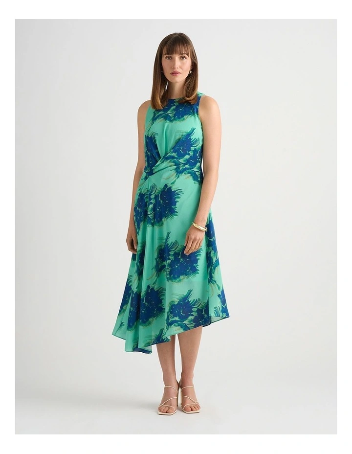 Cara Silk Dress in Seafoam Multi image 1