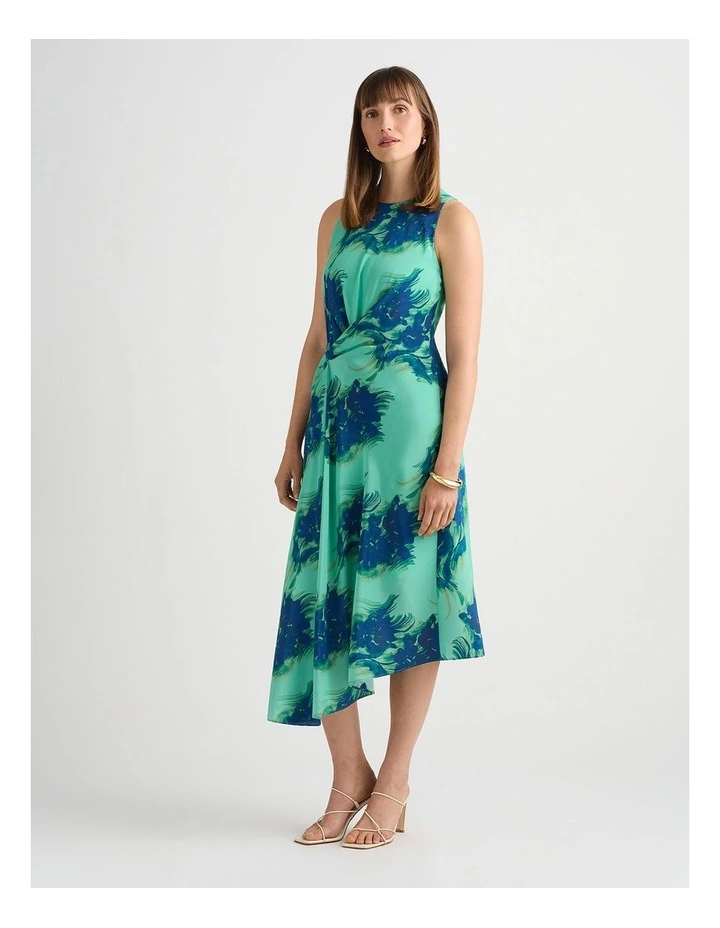 Cara Silk Dress in Seafoam Multi image 2
