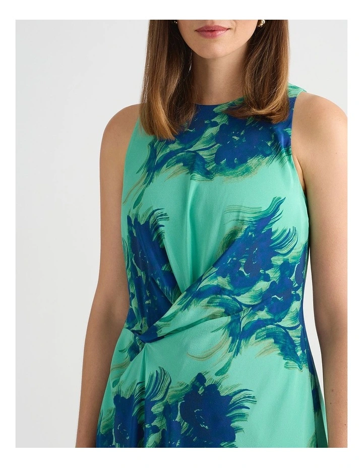 Cara Silk Dress in Seafoam Multi image 4