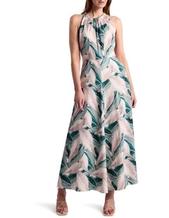 Cyrus Linen Blend Dress in Green Multi
