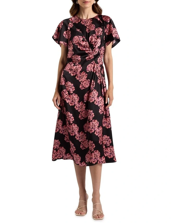 Delanie Silk Dress in Black Multi image 1