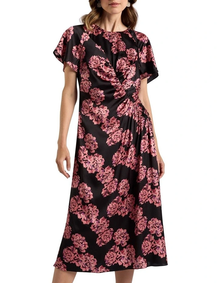 Delanie Silk Dress in Black Multi image 2
