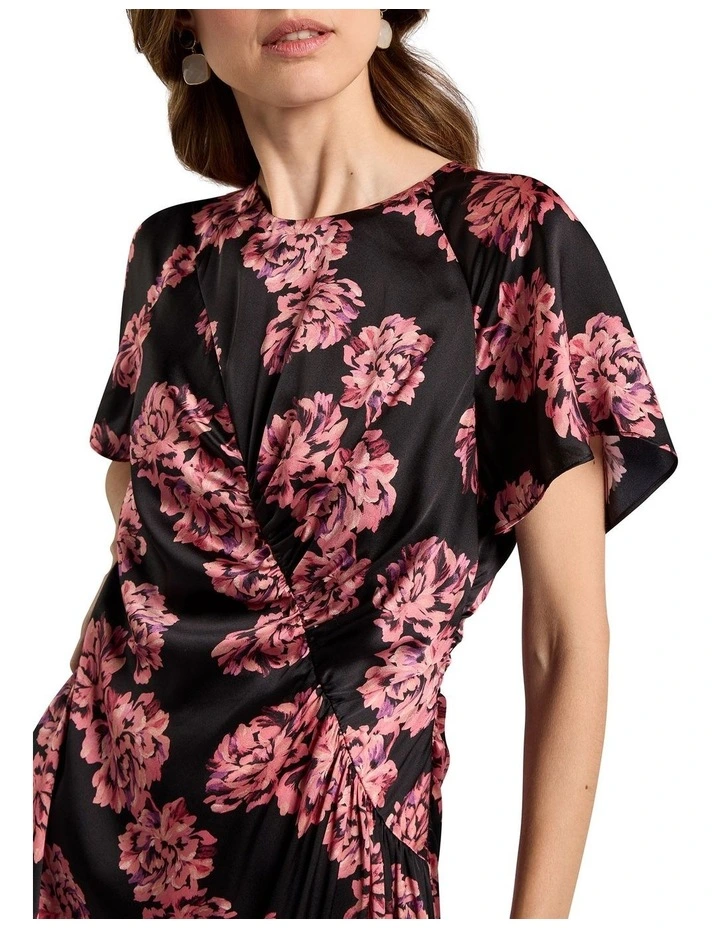 Delanie Silk Dress in Black Multi image 3