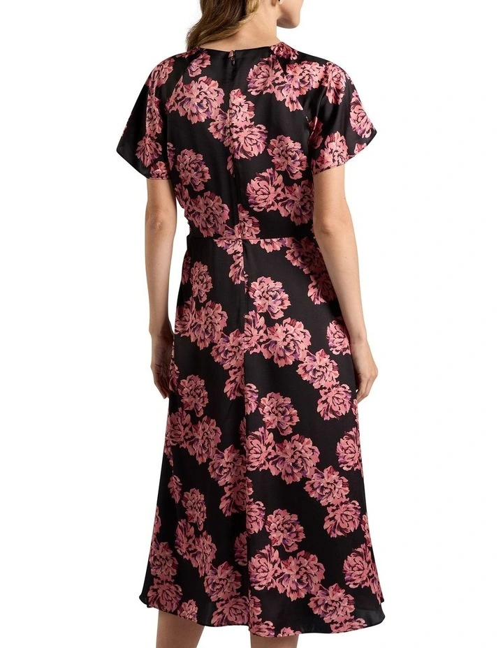 Delanie Silk Dress in Black Multi image 4