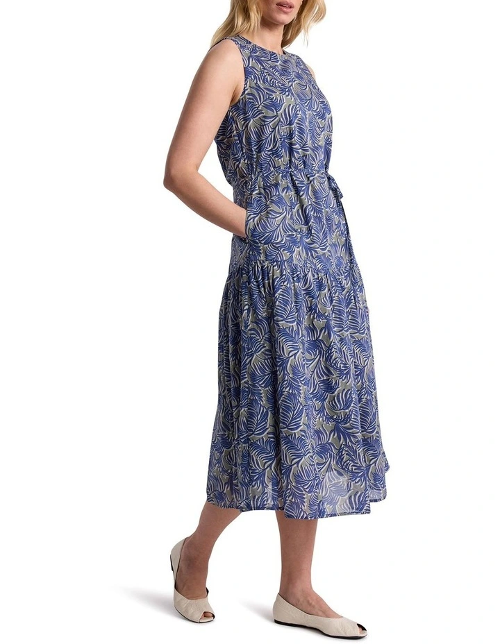 Fern Sleeveless Cotton Dress in Green Multi image 2