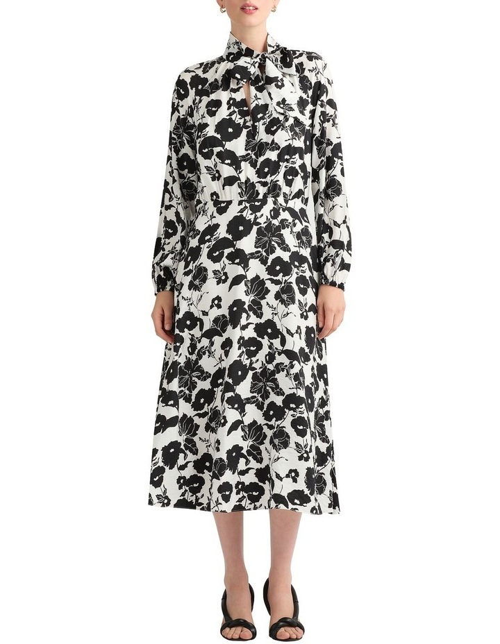 Rosalind Midi Dress in Black Multi