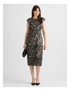 Clara Satin Dress in Black Multi
