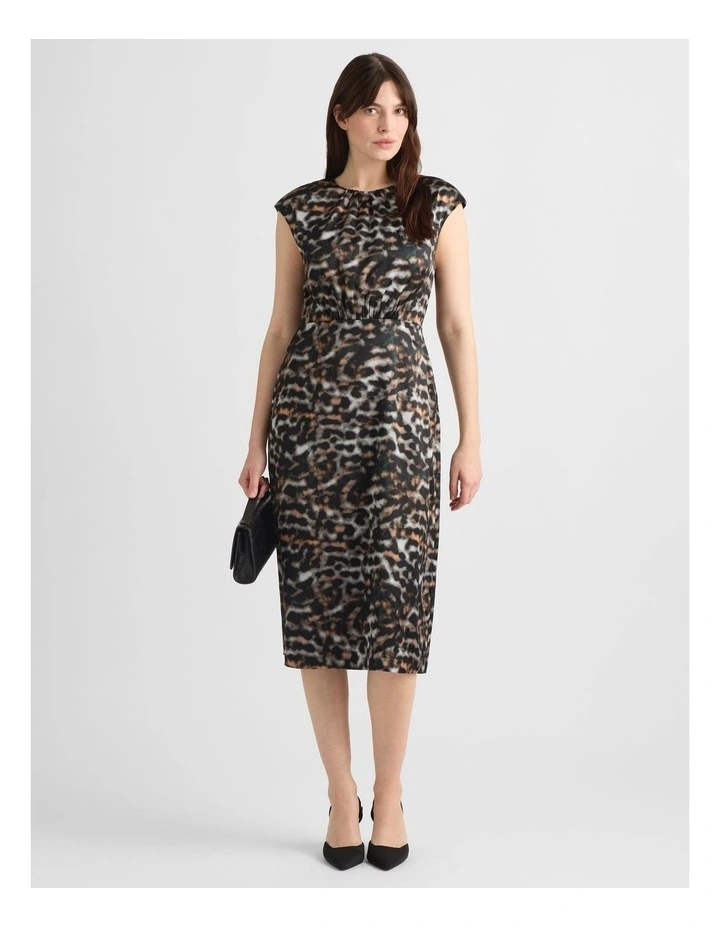 Clara Satin Dress in Black Multi image 1