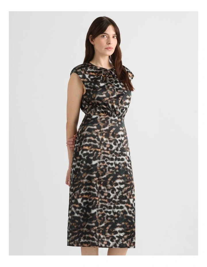 Clara Satin Dress in Black Multi image 2