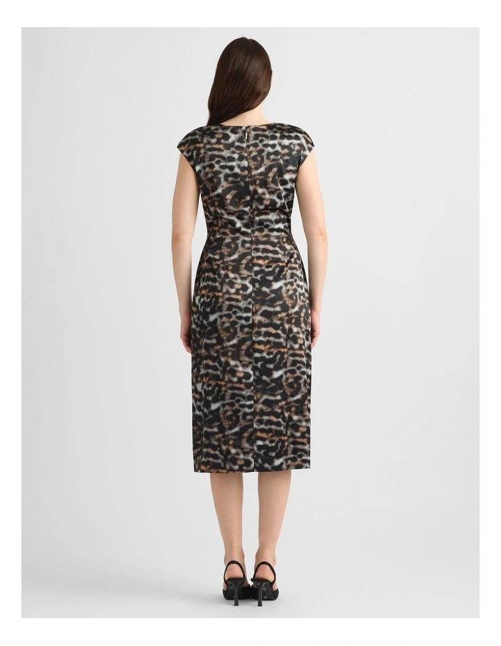 Clara Satin Dress in Black Multi image 3