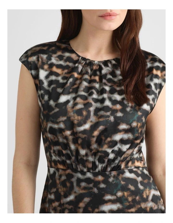 Clara Satin Dress in Black Multi image 4