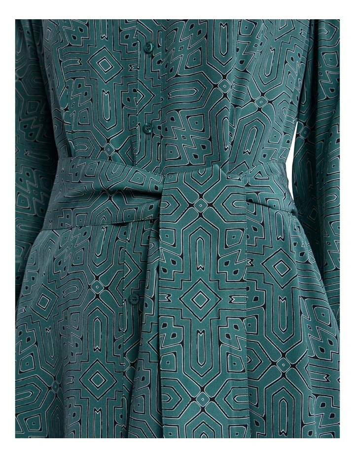 Thierry Silk Dress in Green Multi image 2
