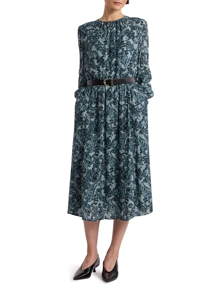 Connie Midi Dress in Green Multi image 1