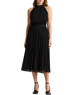Lisette Pleated Dress in Black