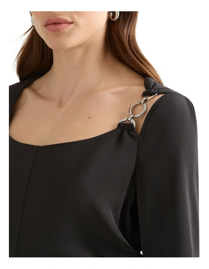 Chia Crepe Dress in Black image 2