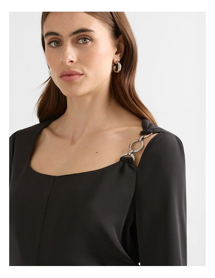 Chia Crepe Dress in Black image 4