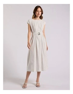 Sundara Linen Blend Dress in Black Spot