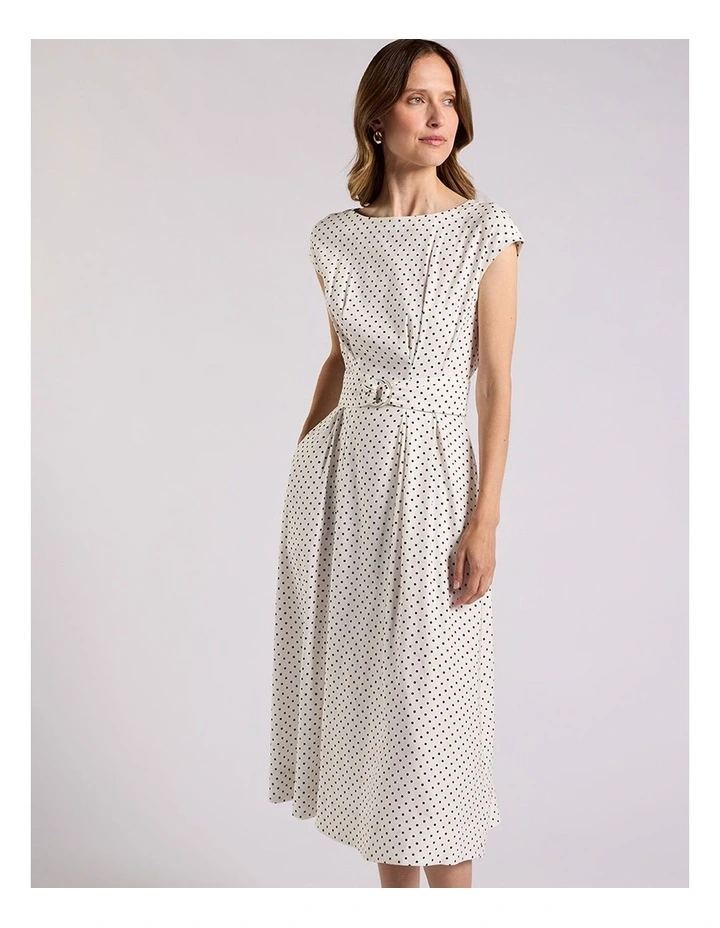 Sundara Linen Blend Dress in Black Spot image 4