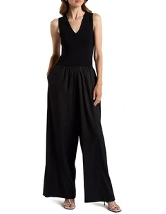 Carla Mix Media Jumpsuit in Black