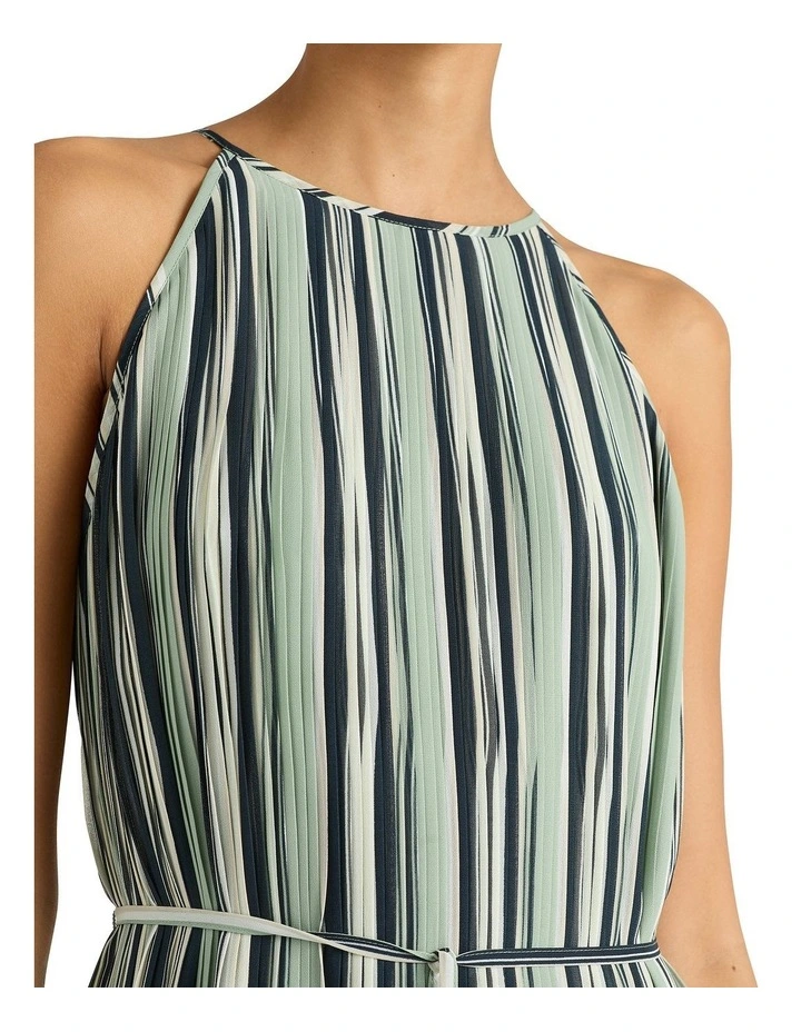 Evelina Stripe Pleat Dress in Peacock Stripe image 3