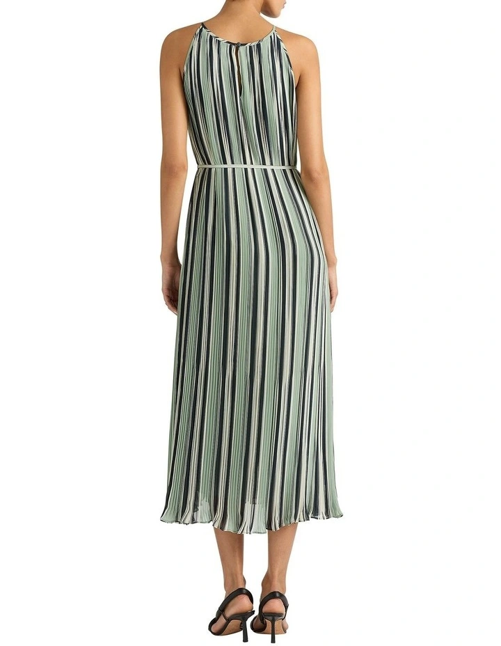Evelina Stripe Pleat Dress in Peacock Stripe image 4