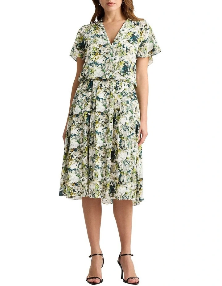 Mirabel Silk Dress in Ivory Multi image 2