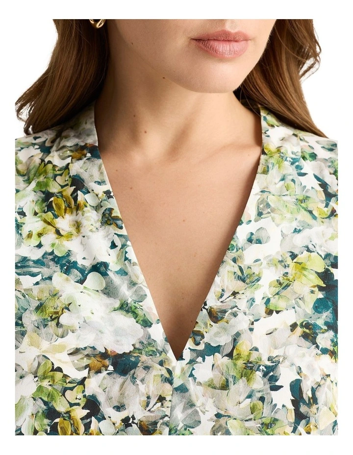 Mirabel Silk Dress in Ivory Multi image 3
