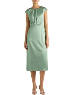 Amare Satin Dress in Eucalyptus