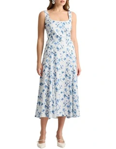 Birdie Linen Dress in Ivory Multi