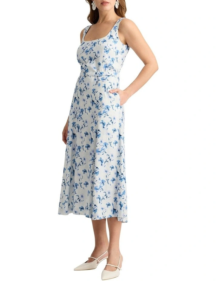 Birdie Linen Dress in Ivory Multi image 2
