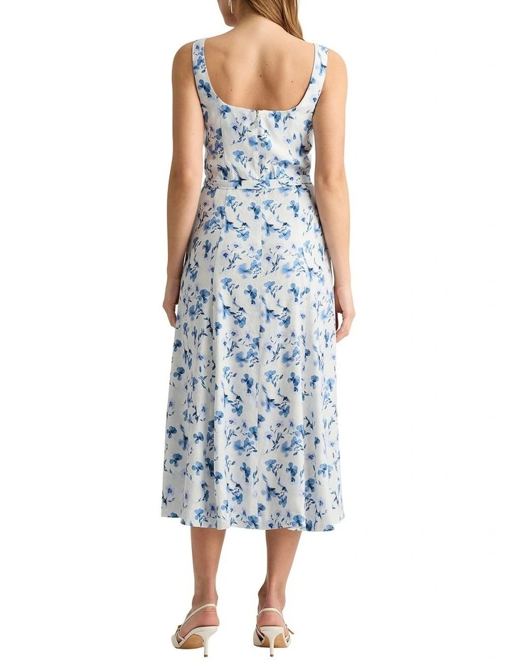 Birdie Linen Dress in Ivory Multi image 4