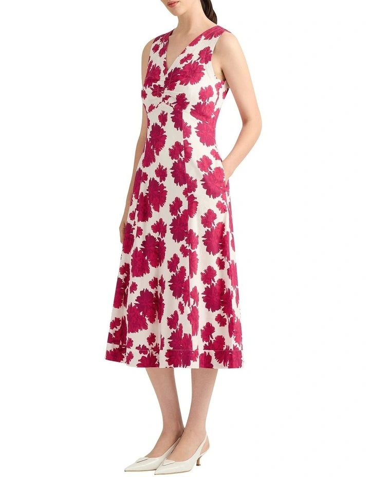 Soraya Linen Blend Dress in White Multi image 3