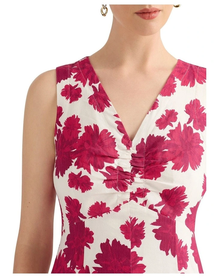 Soraya Linen Blend Dress in White Multi image 4