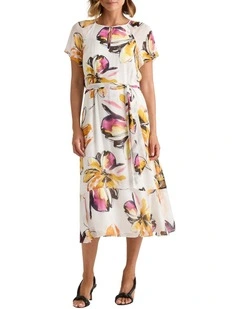 Aramenta Viscose Dress in Ivory Multi