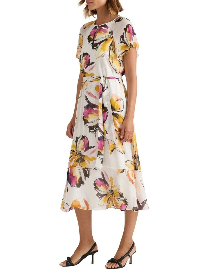Aramenta Viscose Dress in Ivory Multi image 3