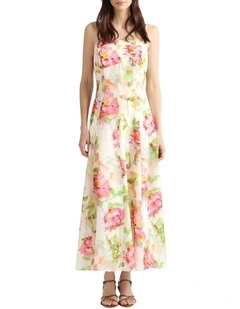 Sunlee Strapless Dress in Ivory Multi