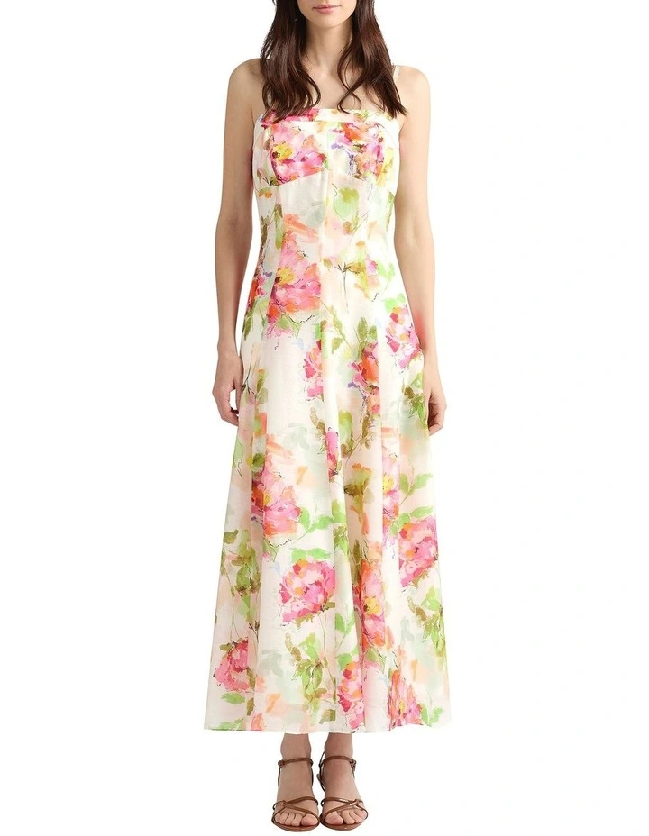 Sunlee Strapless Dress in Ivory Multi image 1