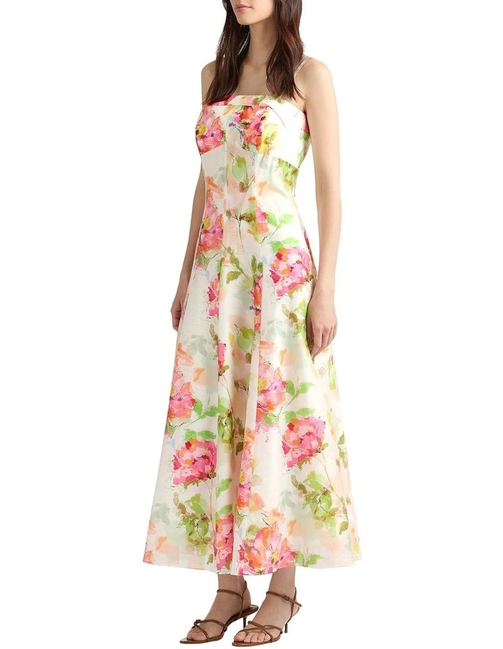 Sunlee Strapless Dress in Ivory Multi image 3