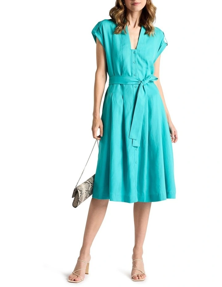Delia Shirt Dress in Turquoise image 4