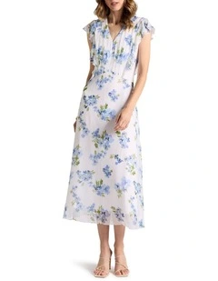 Jacinda Silk Dress in Ivory Multi