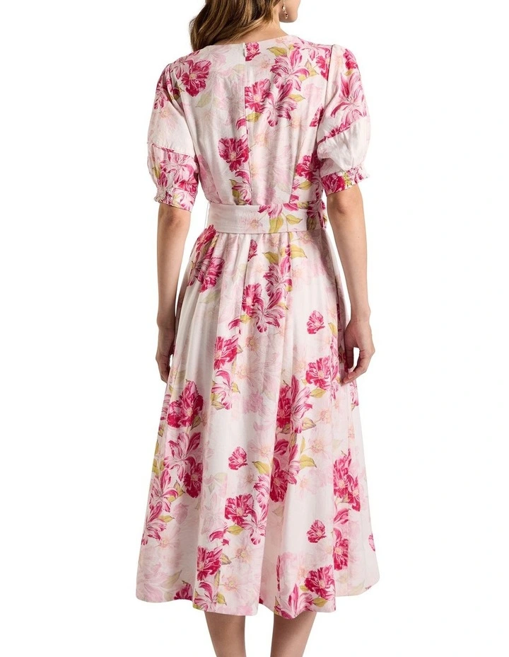 Argon Linen Blend Dress in Ivory Multi image 3