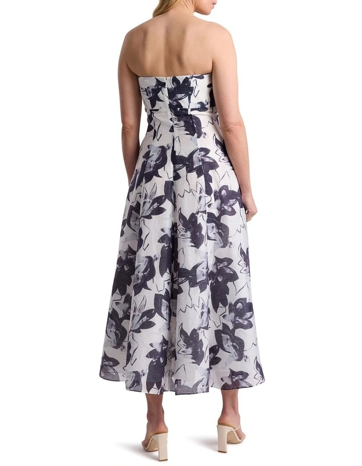 Cora Strapless Dress in Ivory Multi image 3