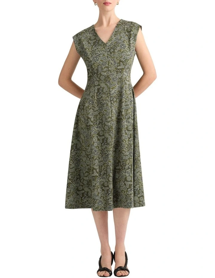 Noella Ponte Dress in Olio Multi image 1