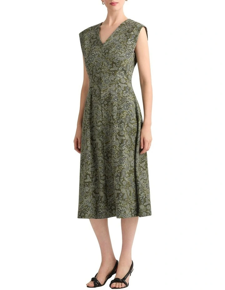 Noella Ponte Dress in Olio Multi image 4
