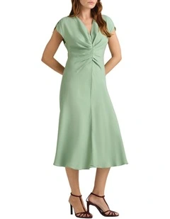 Bronte Crepe Midi Dress in Lichen