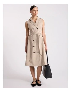Bennett Trench Dress in Pebble